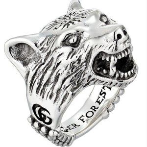 Gucci Anger Forest Wolf Ring Sterling Silver - Men's size US 10